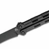 Mantis Flyswitch BladeXchange Balisong Butterfly Knife 4.4″ 154CM Black Drop Point Blade, Black Milled Titanium Handles -SANFORD CUSTOM KNIVES Sales MNTBALIFLYSWITCH 1
