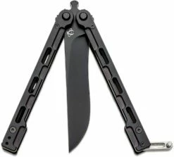 Mantis Flyswitch BladeXchange Balisong Butterfly Knife 4.4″ 154CM Black Drop Point Blade, Black Milled Titanium Handles -SANFORD CUSTOM KNIVES Sales MNTBALIFLYSWITCH 3