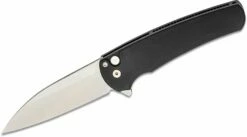 Pro-Tech 5101 Malibu Manual Flipper Knife 3.30″ CPM-20CV Stonewashed Wharncliffe Blade, Black Aluminum Handles