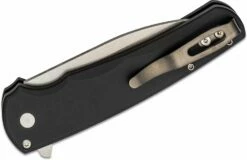 Pro-Tech 5101 Malibu Manual Flipper Knife 3.30″ CPM-20CV Stonewashed Wharncliffe Blade, Black Aluminum Handles -SANFORD CUSTOM KNIVES Sales PRO5101nb