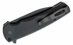 Pro-Tech 5103 Malibu Manual Flipper Knife 3.30″ CPM-20CV Black DLC Wharncliffe Blade, Black Aluminum Handles -SANFORD CUSTOM KNIVES Sales PRO5103 3