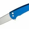 Pro-Tech 5201 Malibu Manual Flipper Knife 3.30″ CPM-20CV Stonewashed Reverse Tanto Blade, Blue Aluminum Handles