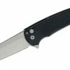 Pro-Tech 5205 Malibu Manual Flipper Knife 3.30″ CPM-20CV Stonewashed Reverse Tanto Blade, Black Textured Aluminum Handles