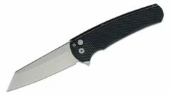 Pro-Tech 5205 Malibu Manual Flipper Knife 3.30″ CPM-20CV Stonewashed Reverse Tanto Blade, Black Textured Aluminum Handles