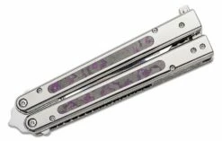 Sam Eddleman Custom Weehawk Balisong Butterfly Knife 4.25″ N690 Full Polished Blade, Polished Titanium Handles With Purple/Black FatCarbon Inlays With Latch -SANFORD CUSTOM KNIVES Sales SEKWHBSMPBP 4