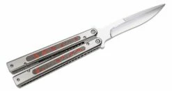 Sam Eddleman Custom Weehawk Balisong Butterfly Knife 4.25″ N690 Mirror Polished Blade, Polished Titanium Handles With Red/Black FatCarbon Inlays -SANFORD CUSTOM KNIVES Sales SEKWHBSMPBR 2